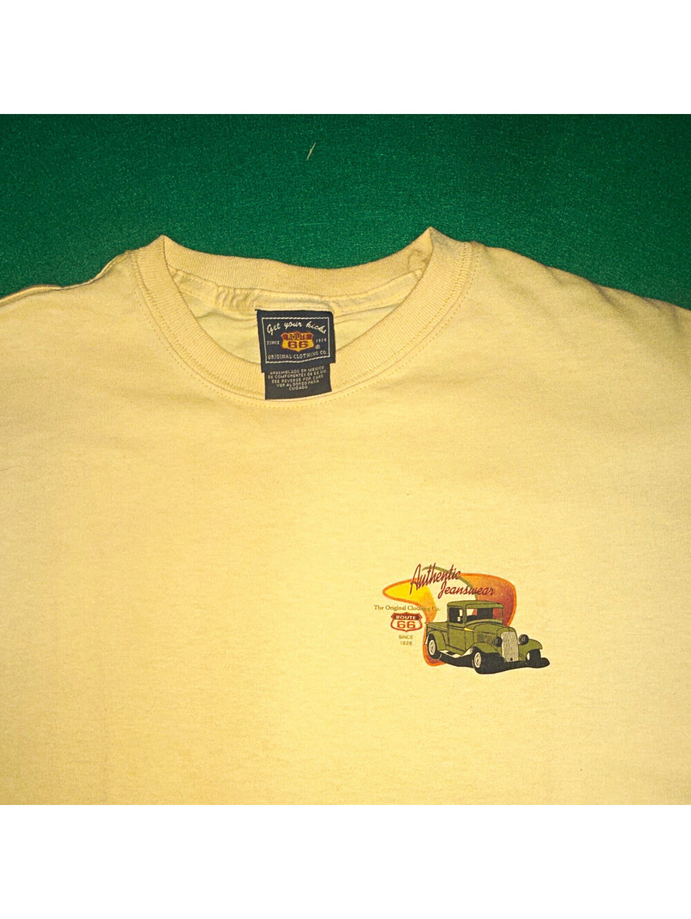 Vintage Route 66 Graphic T-Shirt Men's Medium Tan Classic Truck Route66 90s